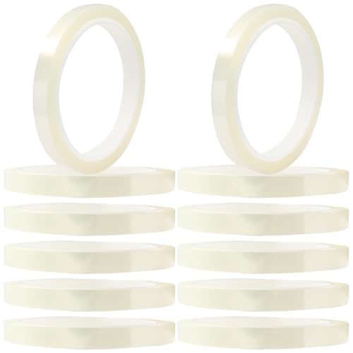 Image of 12 Rolls Clear Heat Tape, 10mm x 33m(108ft) High Temperature Resistant Tape, Polyester Tape for Circuit Board, 3D Printers, Heat Press and Sublimation