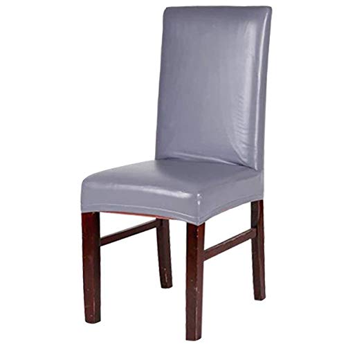 KELUINA Couvre-chaises en Cuir D'unité Centrale en Spandex Protctor Housse De Chaise De Salle à Manger Extensible Imperméable Et Résistant Aux Huiles (Gris,1 pc) Cover