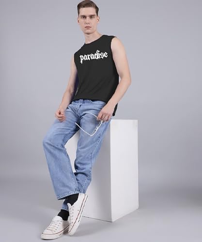 Image of SHODOX Men's 100% Cotton Tank Top | Round Neck Sleeveless Gym Vest | Loose Fit Casual Sportswear T-Shirt | Breathable & Lightweight Fitness Wear for Workout & Active Wear