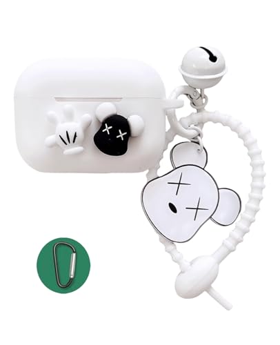 Compatible with Airpods 4ケース 可愛い キャラクター Airpods pro/3/2/1用ケース 保護カバー イヤホンケース オシャレ 漫画 創造性 かわいい 落下防止 全面保護 カラビナ付 耐衝撃 (Airpods Pro2 ケ
