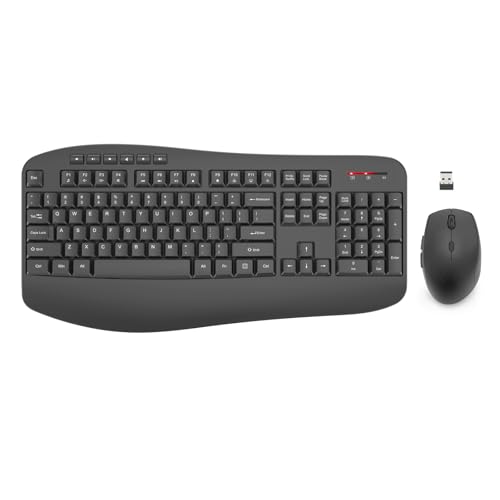Image of EDJO Wireless Keyboard and Mouse Combo, Full-Sized Ergonomic Computer Keyboard with Wrist Rest, 3-Level Adjustable DPI Wireless Optical Mouse, 2.4GHz Plug & Play for Windows Mac OS PC Laptop