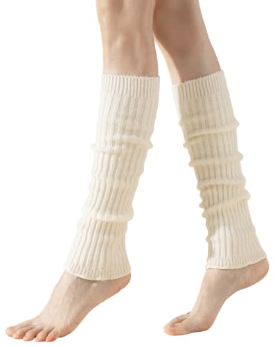 Image of Yawlsow Leg Warmers for Women Girls Y2k Knit Ruffle Leg Warmer Winter 80s with Sequins, Japanese Kawaii Harajuku Accessories