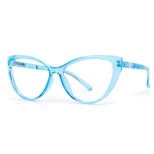 Image of Blue Light Blocking Cat Eye Glasses for Women Transparent Frame Anti UV Protection Zero Power Computer Glasses Lightweight Optical Frame