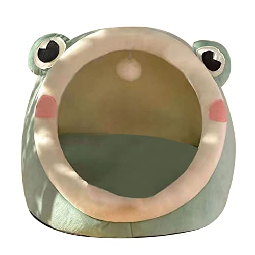 Dempiire Cat Beds - Cute Animal Design Washable Non-Slip Small Cat Dog Bed for Windowsill, Bedside, Table and Cabinet (Green)