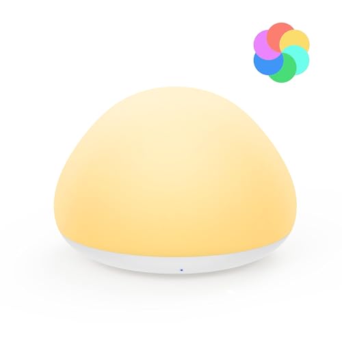 JolyWell Nachtlicht Kinder, RGB Silikon Stilllicht Nachttischlampe, USB Wiederaufladbar, Mit Timer Dimmbar Touch Kinderbett Nachtlicht, Kinder...
