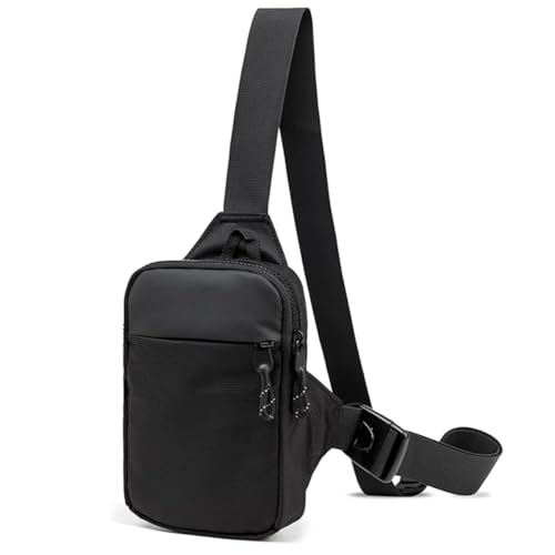 Sling Chest Crossbody Bag, Wasserdicht Herren Damen Crossbody Bag,Klein Brusttasche Schultertasche Umhängetasche Backpack Daypack für Wandern,Reisen,Sport und Laufen,Schwarz