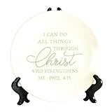 Do All Things Scripture Glossy White 6 inch Porcelain Ceramic Plate With Stand