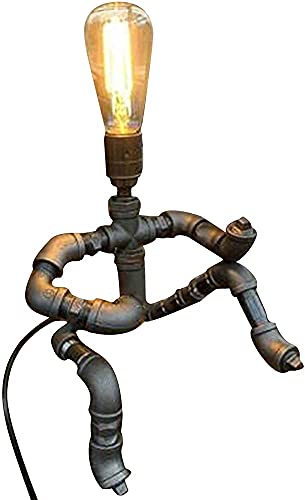 Retro Tafellamp Industriële Ijzer Waterpijpen Robot Tafel Lamp Steampunk Desktop Lichte Steampunk Stijl Tafellamp… - Afbeelding 5