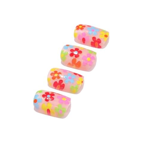 Vatocu Square Rainbow Flowers Press on Nails Cover
