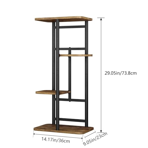 LINZINAR Plant Stand Indoor 4 Tier 5 Potted Multiple Plant Shelf Stands for Garden Corner Balcony Living Room Black