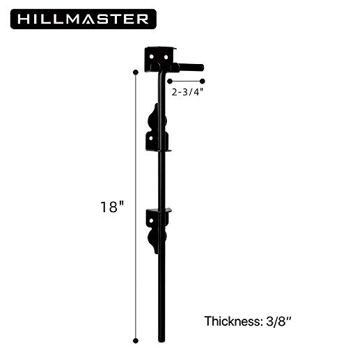 Image of HILLMASTER 18 inch Heavy Duty Cane Bolt Gate Drop Rod for Wood Fence, Steel Drop Bolts Cane Bolt Hardware for Wooden Gater and Holding Doors, Black Finish
