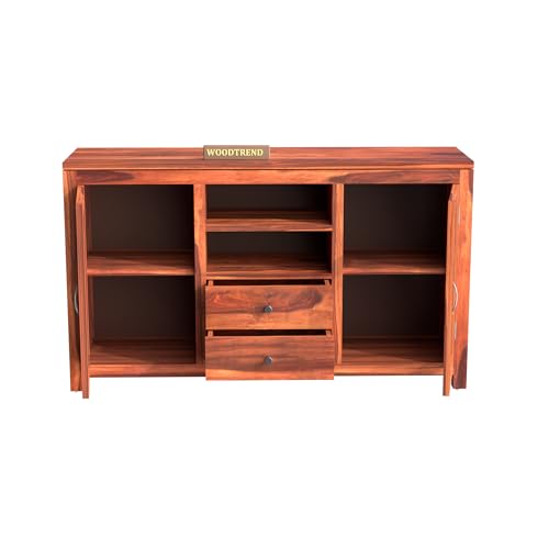 Image of BWF Premium Sheesham Shining Glass Door View Storage Cabinet for Home, School, Office, Shop, Medical Clinic and Garage | Wooden Chest of Drawers (BP - 03 Natural)