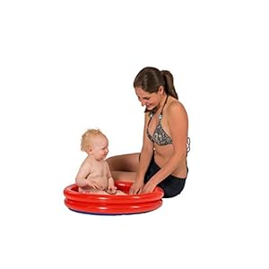 Smart-Planet Classic Kinderbadje, met 2 ringen, opblaasbaar, 60 x 15 cm, kinderzwembad, babyzwembad, mini-zwembad, opzetzwembad, oranje/blauw