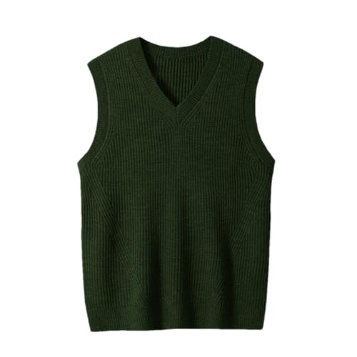 Dndrdhfb Men's V-Neck Knitted Vest, Business Casual Thick Sleeveless Sweater Vest