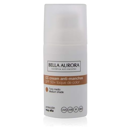 Bella Aurora Crema Facial con Color SPF 50+ | CC Cream | Protector Solar Anti-Manchas | Piel Normal o Seca, Tono Medio, 30 ml