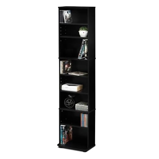 FURINNO JAYA Space Saving Multimedia Storage Tower, Espresso