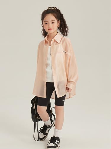 Image of 2026 Premium Girls Button Down Shirt, Long Sleeve Collared Blouse with Chest Pocket