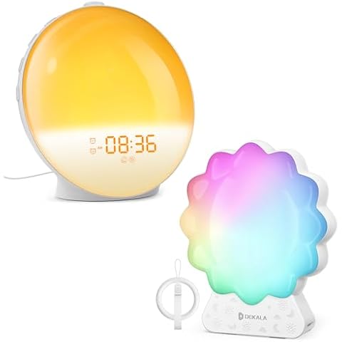 Dekala Sunrise Alarm Clock for Heavy Sleepers, Wake Up Light & Rechargeable Sound Machine, Night Light, Portable Noise Machine for Sleep Baby Kids Cover