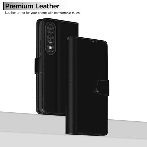 Image of Amazon Basics Flip Cover for OnePlus Nord 5 5G Leather Finish | Wallet Stand and Shock Proof | Inside TPU with Card Pockets | Complete Protection Flip Case (Black)