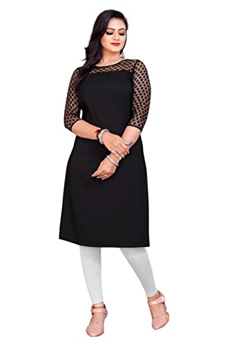 Image of Dream Beauty Fashion Poly Net Straight Crepe Formal Casual Kurta /Kurti for Women and Girls