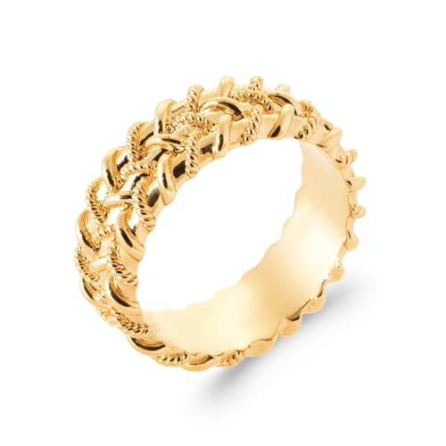 Bague plaqué or 18 carats anneau tressé multirangs femme taille 50-60