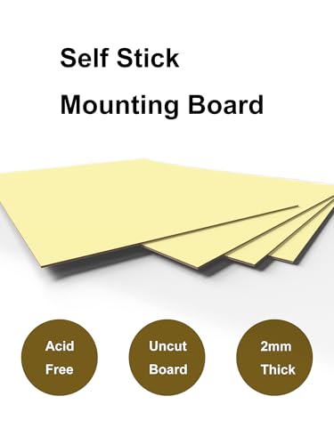 Image of Upgraded 4 Pack Self Stick Mounting Board 2mm Thick, Acid Free 11 X 14 inch Sticky Board for Cross Stitch, Self Adhesive Photo Backing Supplies for Framing Picture Embroidery Needlework Craft