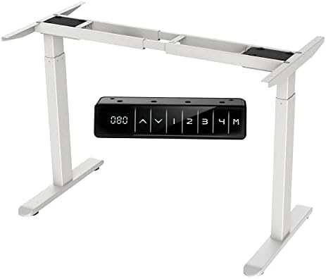 AIMEZO Electric Standing Desk Frame Height Adjustable Standing Office Desk, Anti-collision System, Dual Motors, Memory Function | 69-115cm | White