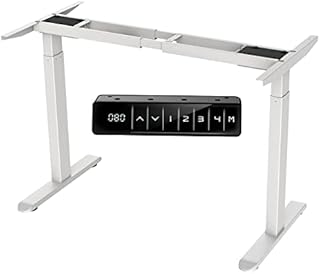 AIMEZO Electric Standing Desk Frame Height Adjustable Standing Office Desk, Anti-collision System, Dual Motors, Memory Function | 69-115cm | White