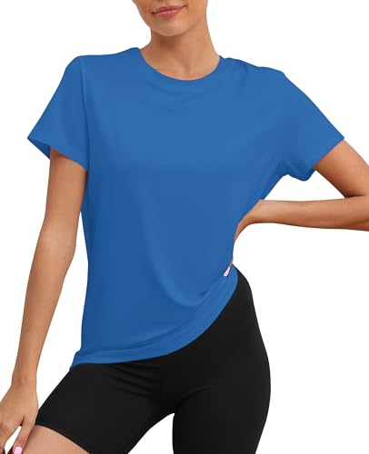 Image of KevaMolly Workout Tops for Women UPF50+ Breathable Loose Fit Yoga T Shirts Short Sleeve Running Gym Athletic Tee Top