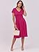 ANRABESS Women Summer Dress Casual Short Sleeve V Neck A-Line Knee Length Pleated Flowy 2025 Fashion Midi Dresses with Pocket Hot Pink Medium
