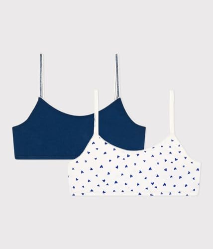 Petit Bateau Girls' Heart Cotton and Elastane Bralettes - 2-Pack Sizes 10-14 Years2
