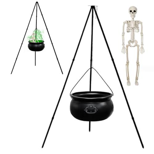 Chaudron de sorcière lumineux Jorzer et squelette résistant face au vent - 5