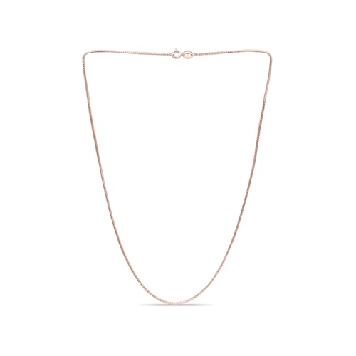 SEA OF ICE Chain Necklace 925 Sterling Silver with Rose Gold Chain & Ring Clasp Closure, Italian Box Necklace Chain Necklace for Women & Men, Rose Gold Necklace, 17