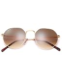 Pro Acme Glass Round Sunglasses for Women Men, Metal Frame Polygon Shades Sun Glass 53MM (Gold/Brown Gradient)