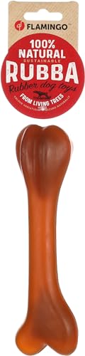 Flamingo Hundespielzeug – Knochen braun – Naturkautschuk – 21 × 6,1 × 4,5 cm