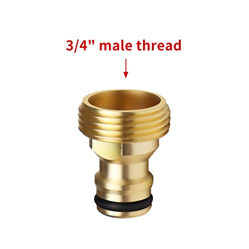 Mdlufee 2 Pcs Garden Hose Quick Connector,3/4 inch Male Thread Tap Connector,Threaded Faucet Adapter, 2pcs 3/4 Inch Male Thread - Image 2