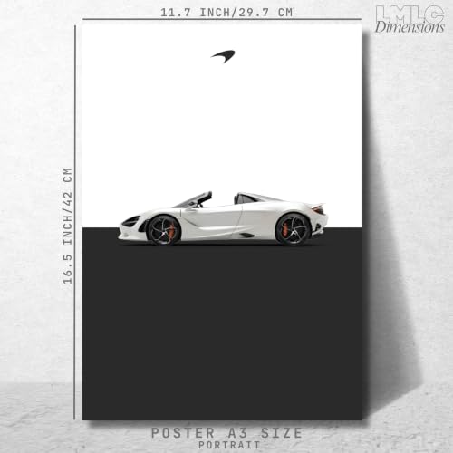 Image of Live Mad Live Crazy Mclaren 720S Spider Portrait Single Wall Paper Poster, A3 Size, 16.5L X 11.7W Inches Unframed Art Prints - Home, Bedroom, Living Room & Decor - Aesthetic, Matt Finish, Frame Not Included