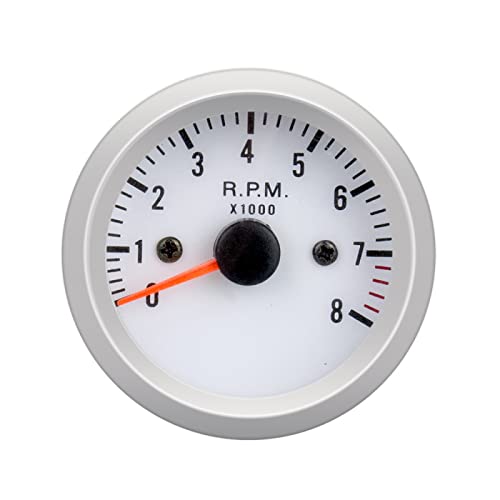 Dickplay Conversion des Instruments de Voiture,Instrument Modifié Voiture,Cadre D'Instrument Blanc 52mm,Indicateur Température D'Eau Tachymètre Rétroéclairage Bleu 12V,Tachymètre, Tachometer