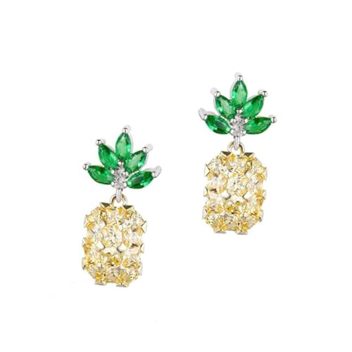 Boucles d'oreilles ananas en strass jaune chic et brillantes