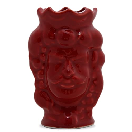 100% Artigianale Generico Testa di moro in porcellana di Capodimonte uomo rosso re 11 cm artigianale Forever fatto a mano originale da personalizzare