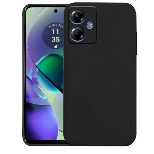Image of Knotyy Rubberised Back Cover for Motorola G54 5G | Inner Velvet Fabric Lining | Matte Silicone Flexible |Raised Bumps for Camera & Screen Protection Back Case Cover - Black