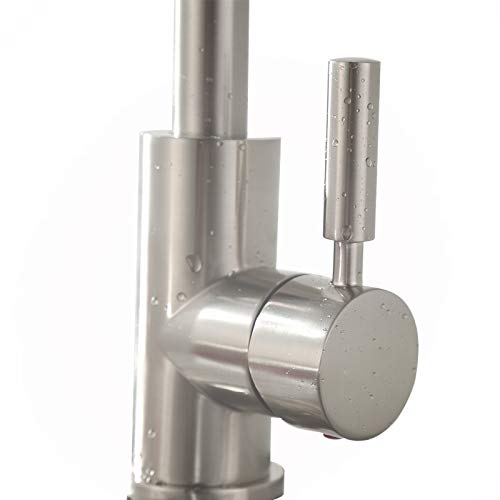Grifo de agua fría y caliente de acero inoxidable con caño giratorio para fregadero y lavaderos 4