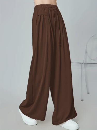 Image of GRECIILOOKS High Waist Polycotton Trousers for Women - Flared Parachute Pants with Side Pockets | Casual Travel Cargo Pants (Available in Plus Size and Value Pack)