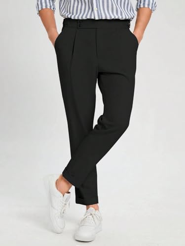 Floerns Men's Slant Pocket Fold Pleated Workout Pants Office Tailored Pants3