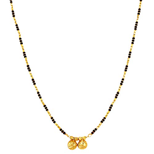 Meenaz Ms-Me910 Traditional Temple Forming One Gram Gold Plated Stylish Meenakari Maharashtrian Wati Tanmaniya Nallapusalu Black Mangalsutra With Copper Golden Chain For Women