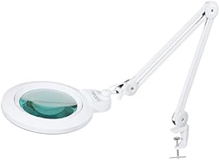 Neatfi XL Bifocals 1,600 Lumens Super LED Magnifier Lamp with Clamp, UK Plug, Large 18CM Acrylic Lens, 5 Diopter with 20 Diopter, Hands Free, Dimmable, 16W, 84 PCS SMD LED (White)