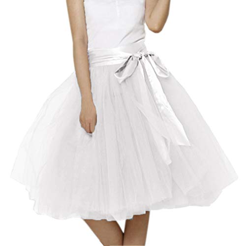 Lisong Women Knee Length Bowknot Layered Tulle Party Prom Skirt