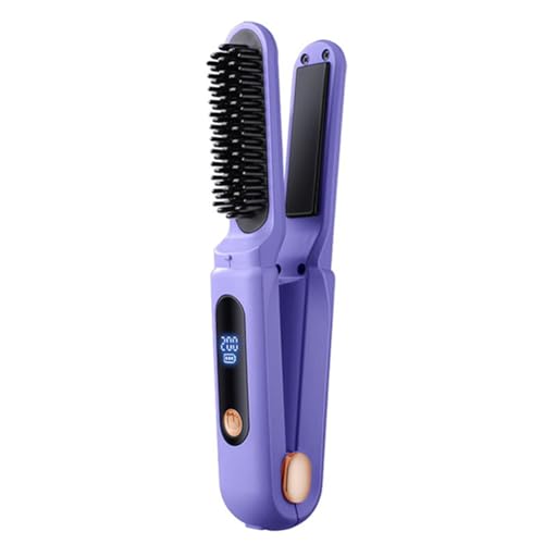 Ounfhtrttk Peine Alisador Digital, Cepillo Alisador de Cabello Portátil, Cepillo Alisador de Cabello Violeta