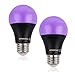 Ampoule UV LED noire E27 8W, lampe UV ampoule noire, lampe ultraviolette LED pour Halloween, fêtes d'anniversaire pour enfants, peinture corporelle, 2 pièces