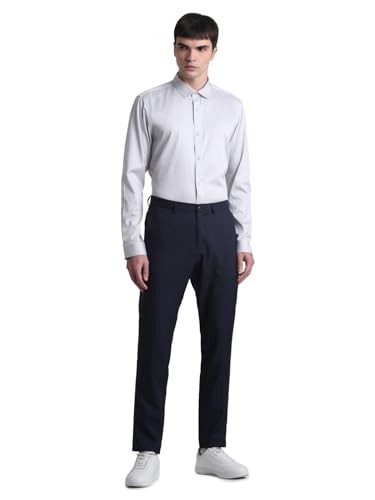 Image of Jack & Jones Men's Cotton Slim Fit Solid Opaque Checked Spread-Collar Casual Shirt